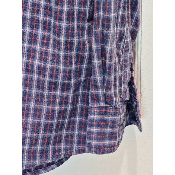 L.L.Bean Mens Plaid Long Sleeve Button-Down Shirt L 100% Cotton Blue/Red - Picture 4 of 12